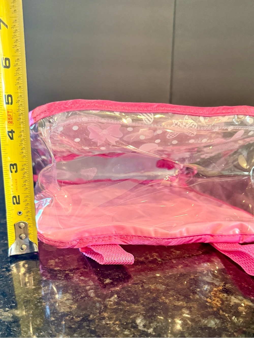 Pink Minnie Mouse Kids clear Backpack with Bow - Picture 5 of 9